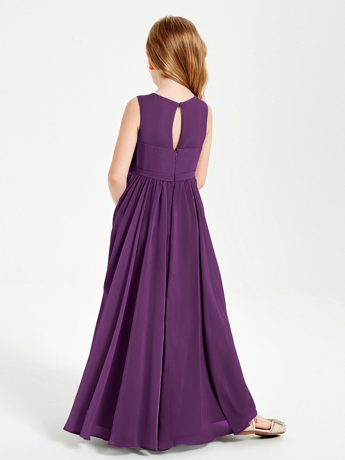 Chic Elegant Sleeveless Dresses for Junior Bridesmaids Grape